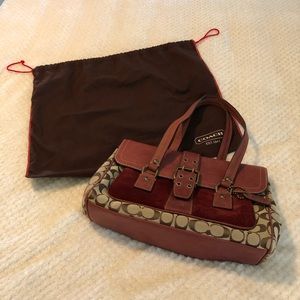 Beautiful EUC Coach fabric Suede and Leather Bag.
